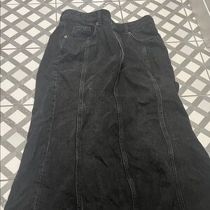 H&M Black Denim Midi Skirt